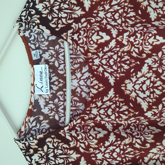 Louis Dell'Olio Geometric Pattern LS Tunic Top XS Burnt Orange/Rust - Picture 7 of 14